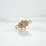 Herraje Mano Hamsa 0.5gr / 1.4cm / Circones Blancos Fucsia Oro Amarillo 18K ©