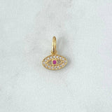 Dije Ojo Turco 0.6gr / 1.5cm / Circones Blancos Fucsia Oro Amarillo 18K ©