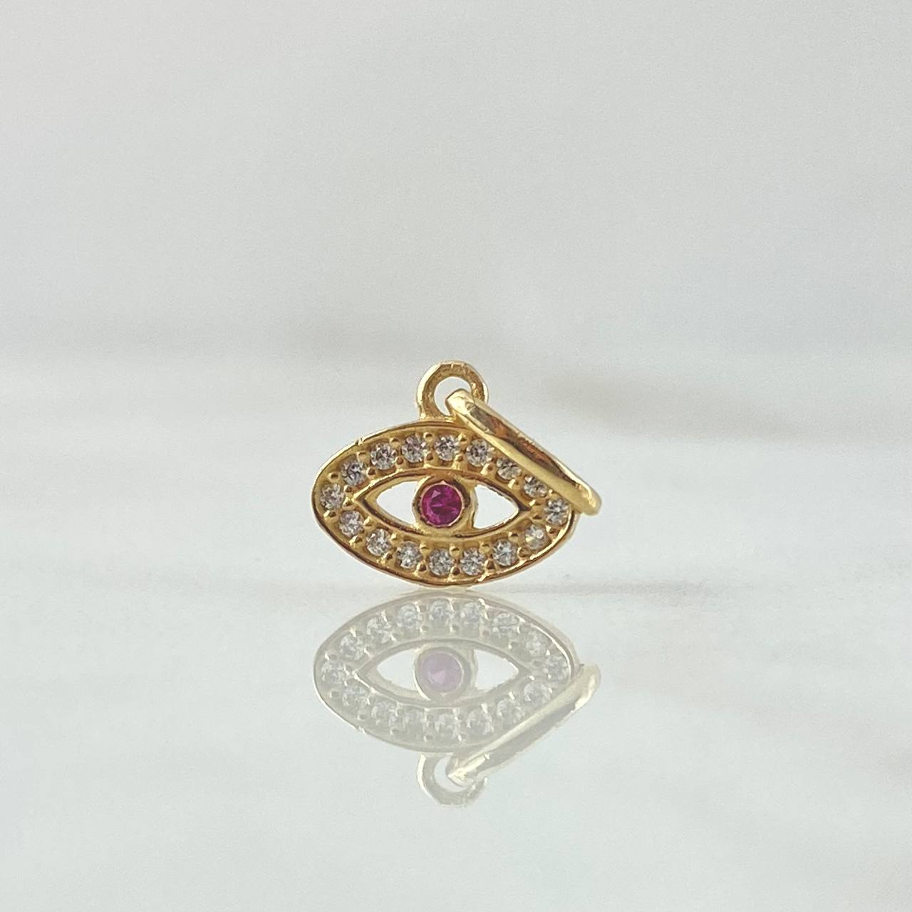 Dije Ojo Turco 0.6gr / 1.5cm / Circones Blancos Fucsia Oro Amarillo 18K ©