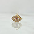 Dije Ojo Turco 0.65gr / 1.5cm / Circones Blancos Fucsia Oro Amarillo 18K