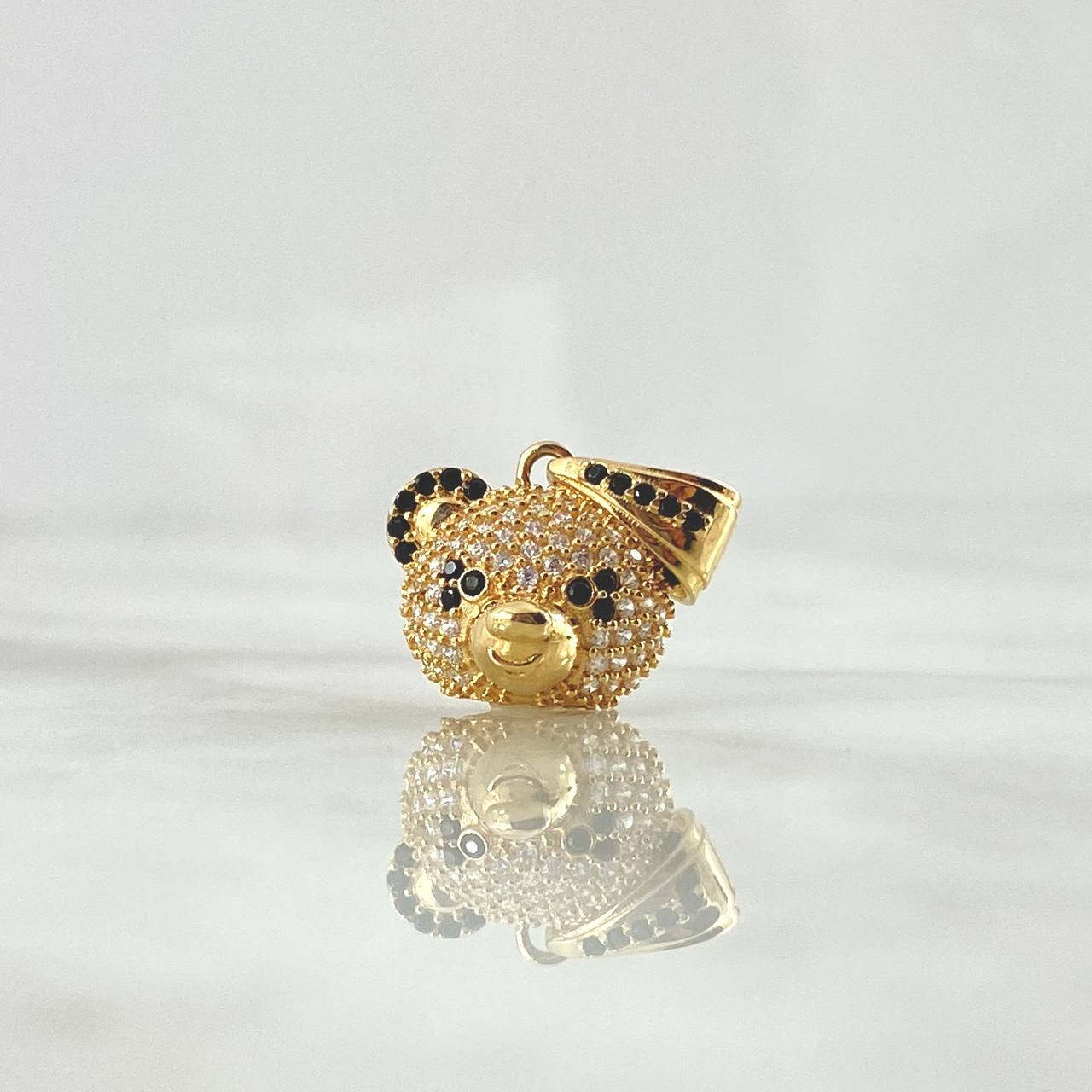 Dije Cara Oso Panda 2.8gr / 2cm / Circones Blancos Negros Oro Amarillo 18K