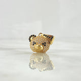 Dije Cara Oso Panda 2.8gr / 2cm / Circones Blancos Negros Oro Amarillo 18K