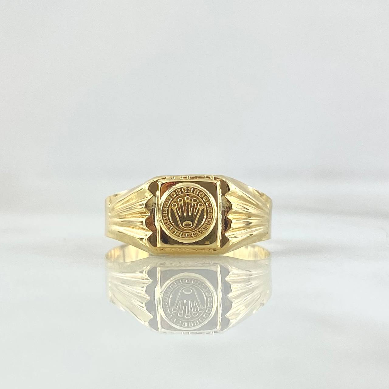 Anillo Cuadro Corona Lineas Lisas 1.5gr / T9 1/2 / Oro Amarillo 18K ©