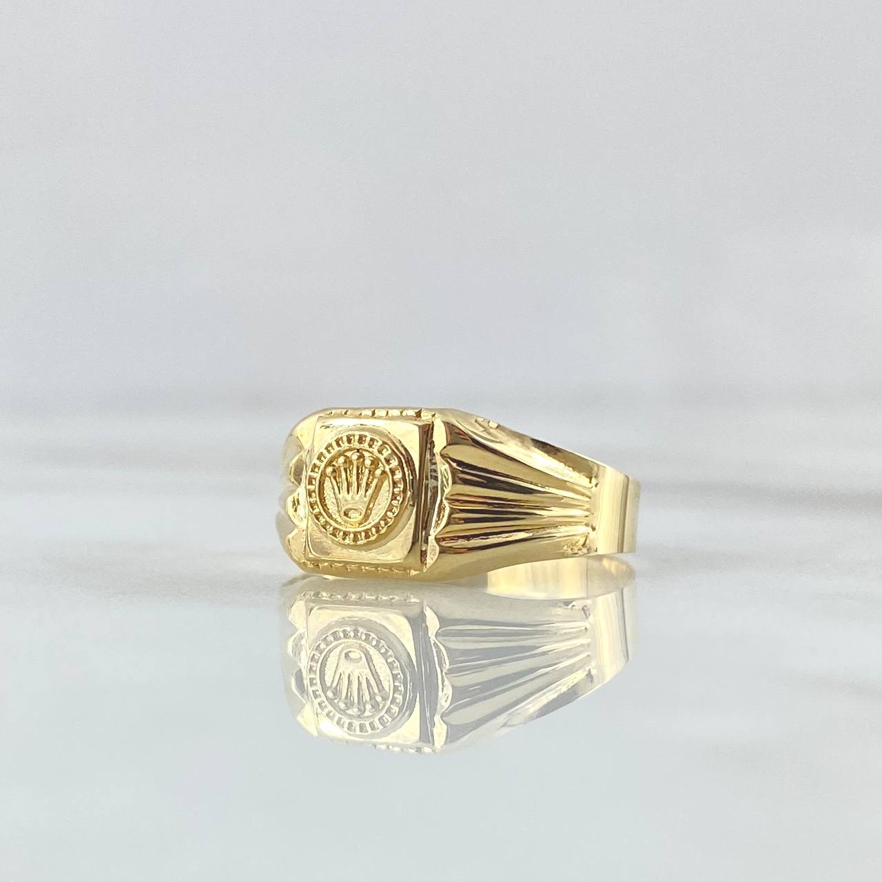 Anillo Cuadro Corona Lineas Lisas 1.5gr / T9 1/2 / Oro Amarillo 18K ©