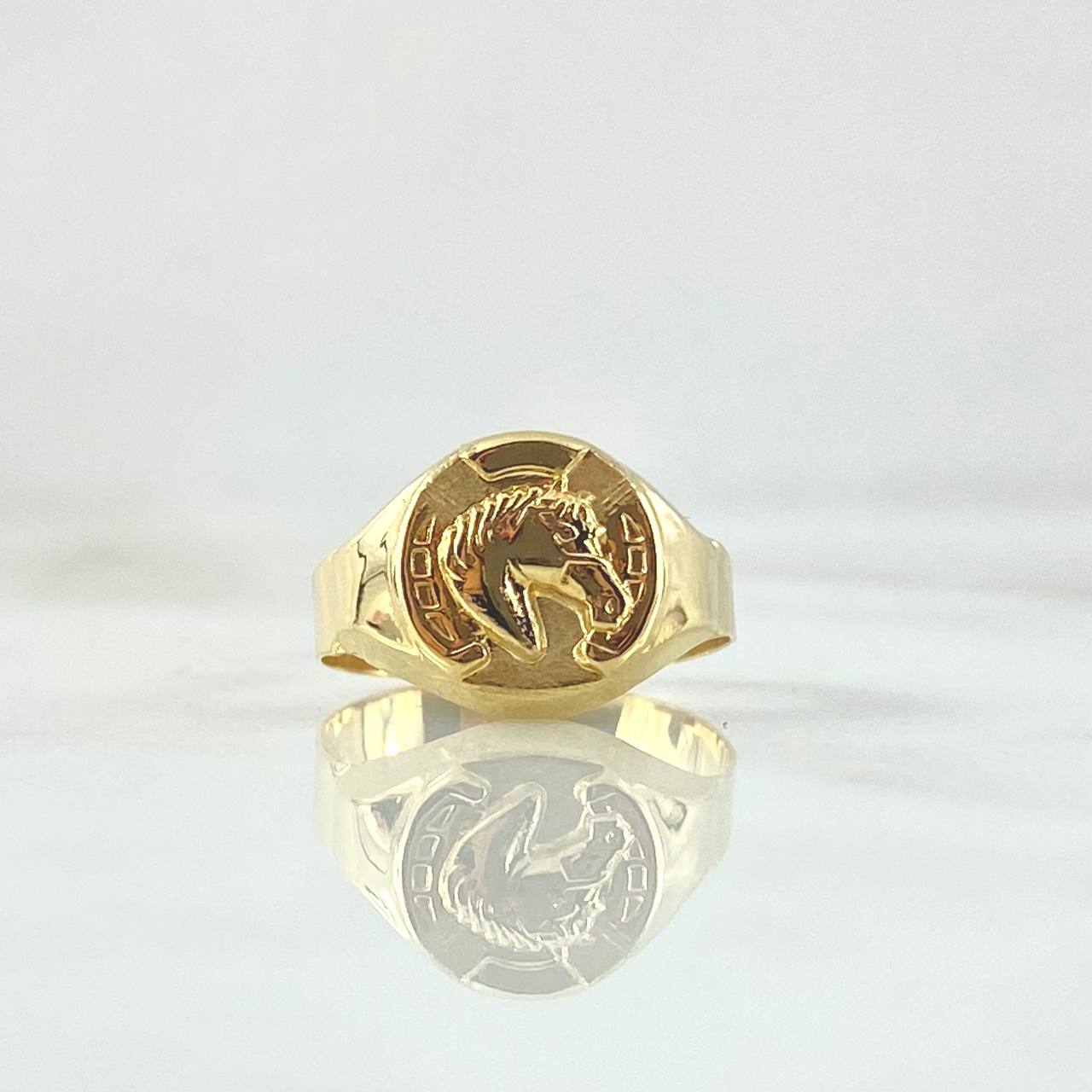 Anillo Sello Caballo Media Herradura 1.25gr / T6 1/2 / Oro Amarillo 18K