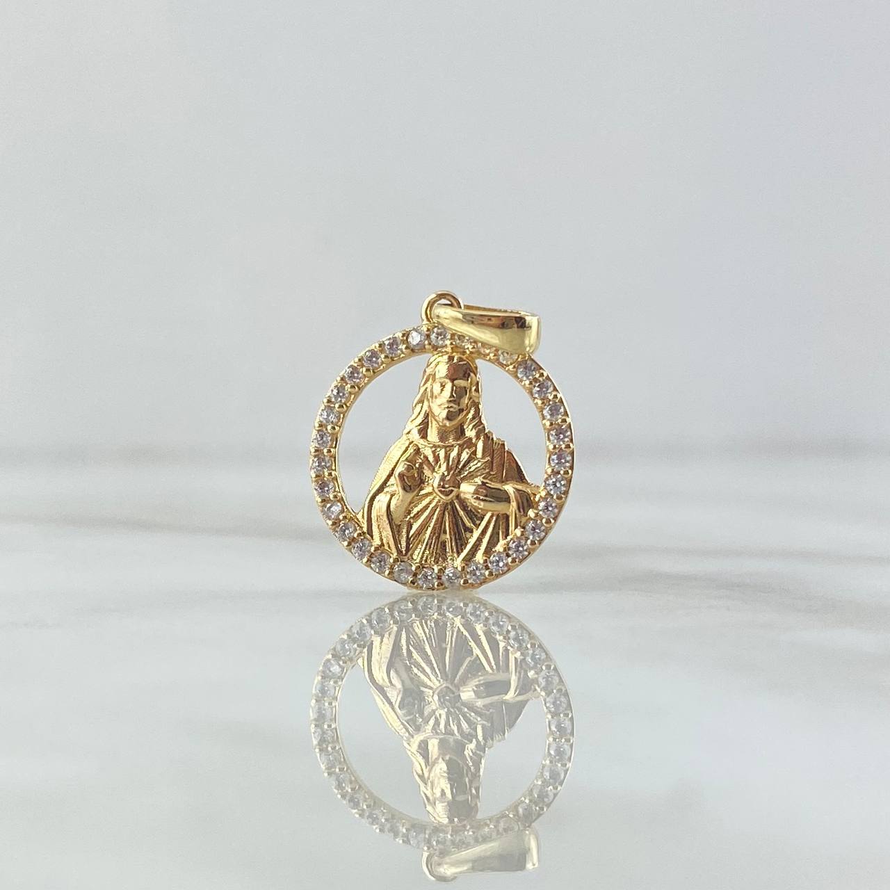 Dije Sagrado Corazón de Jesús 1.85gr / 2.3cm / Circones Blancos Oro Amarillo 18K