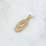 Dije Virgen Maria 1.35gr / 2.7cm / Circones Blancos Oro Amarillo 18K