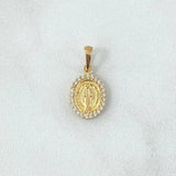 Dije Virgen Milagrosa 1.15gr / 1.9cm / Circones Blancos Oro Amarillo 18K