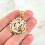 Dije San Miguel Aureola Doble 7.15gr / 3.9cm / Relieve Circones Blancos Oro Amarillo 18K ©