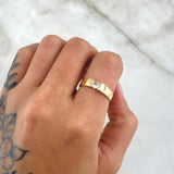 Anillo Solitario Recto Inscrustado 2.4gr / T6 1/2 / Circon Blanco Oro Amarillo 18K *