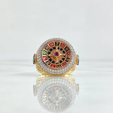 Anillo Ruleta Dinero Móvil 14.25gr / T11 1/2 / Circones Colores Tres Oros 18K