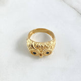 Anillo Buho 8.55gr / T9 / Circones Negros Oro Amarillo 18K