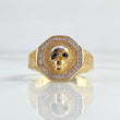 Anillo calavera Octagonal 9.1gr / T10 3/4 / Circones Blancos Negros Dos Oros Amarillo Blanco 18K