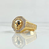 Anillo calavera Octagonal 9.1gr / T10 3/4 / Circones Blancos Negros Dos Oros Amarillo Blanco 18K