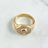 Anillo calavera Octagonal 9.1gr / T10 3/4 / Circones Blancos Negros Dos Oros Amarillo Blanco 18K