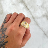 Anillo Ancla 7.3gr / T11 1/2 / Texturizado Dos Oros Amarillo Blanco 18K