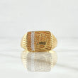 Anillo Corona Estrias Diagonales 5.65gr / T9 1/4 / Circones Blancos Oro Amarillo 18K