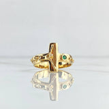 Anillo Cristo Resalto Punteado 6.15gr / T10 / Circon Verde Oro Amarillo 18K