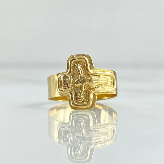 Anillo Cruz Cristo 1.35gr / T5 / Oro Amarillo 18K *