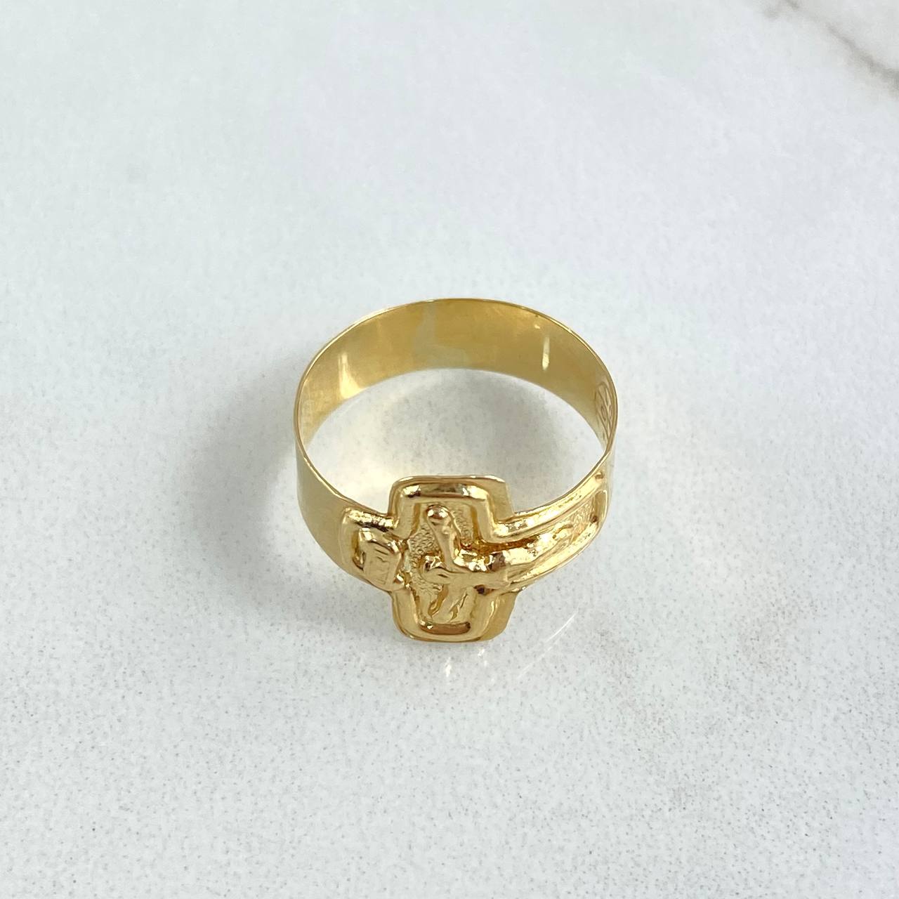 Anillo Cruz Cristo 1.35gr / T5 / Oro Amarillo 18K *