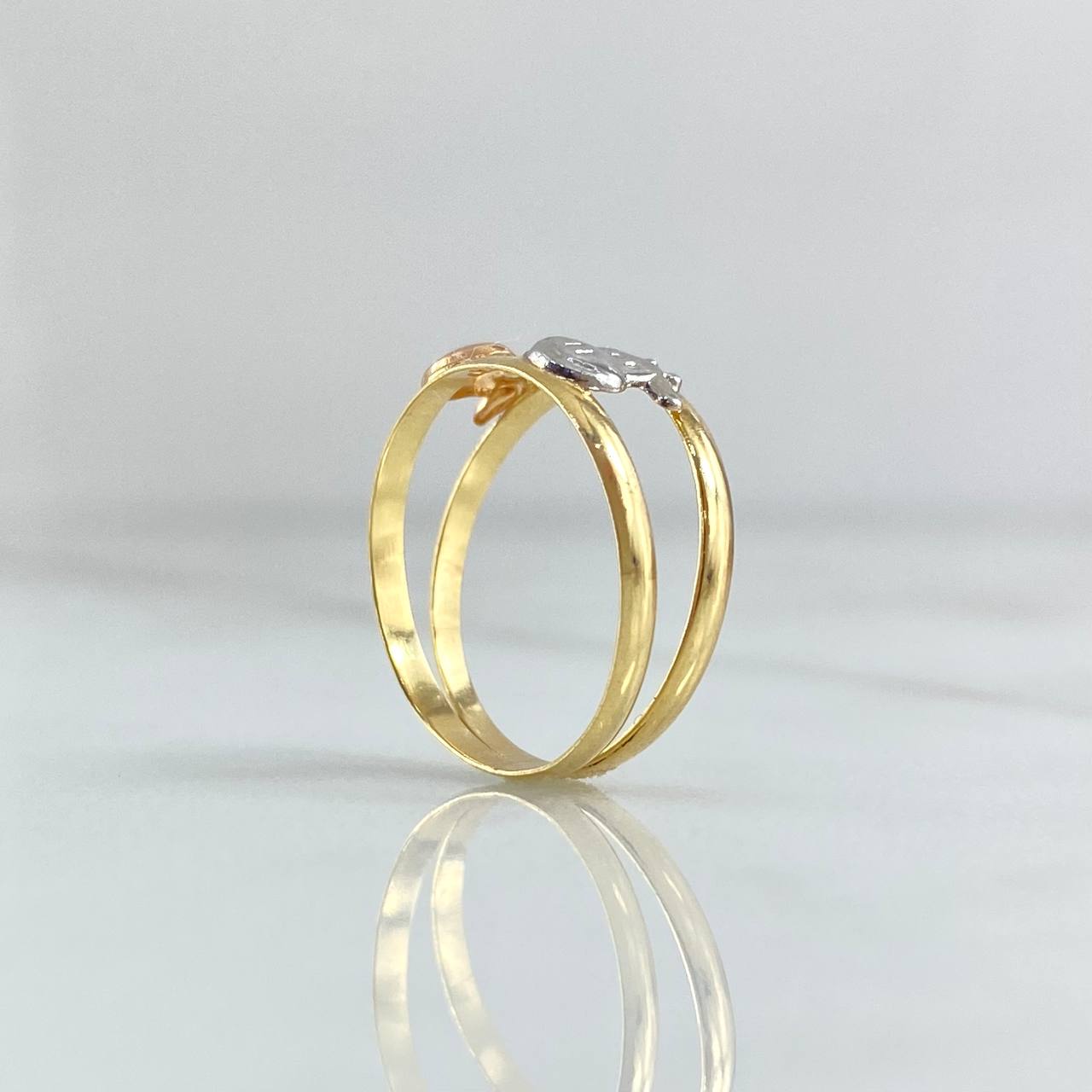 Anillo Vaca Doble 1.1gr / T4 / Tres Oros 18K *