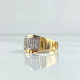 Anillo Cuadro Grueso 3.8gr / T7 / Circones Blancos Oro Amarillo 18K