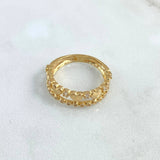 Anillo Linea Base Corazon 3.05gr / T6 3/4 / Circones Blancos Oro Amarillo 18K *