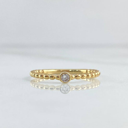 Anillo Solitario Esferas 1.75gr / T7 1/2 / Circon Blanco Oro Amarillo 18K *