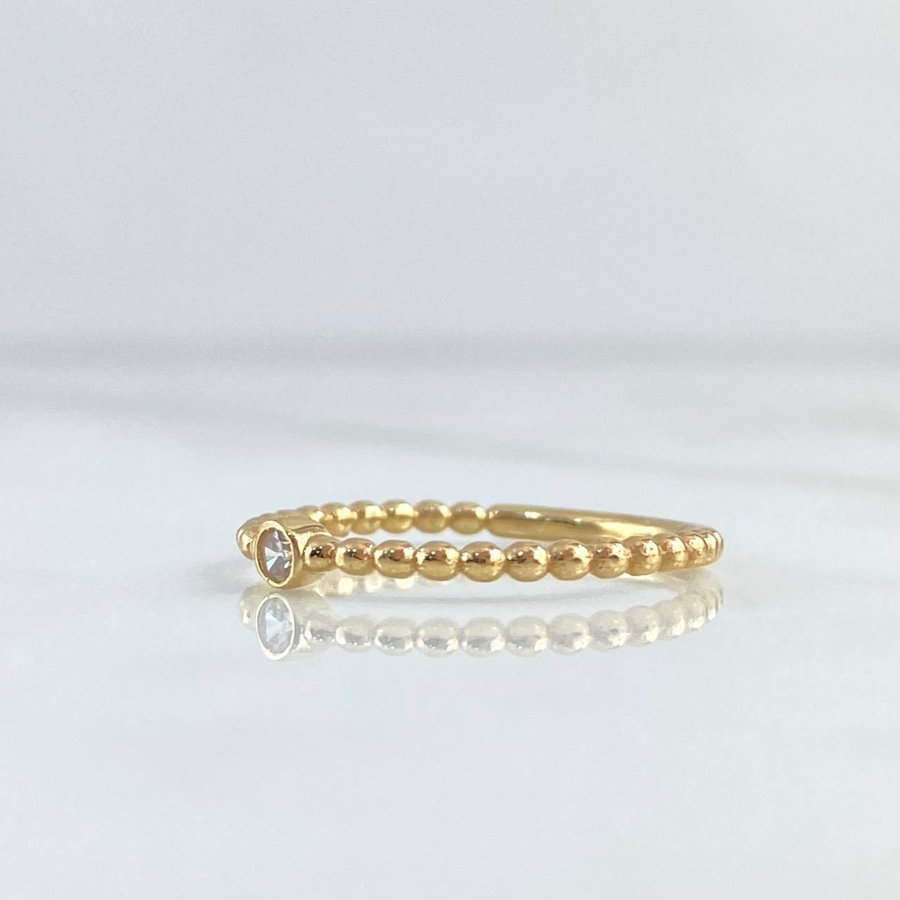 Anillo Solitario Esferas 1.75gr / T7 1/2 / Circon Blanco Oro Amarillo 18K *