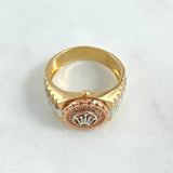 Anillo Cinturon Corona 8.85gr / T10 1/4 / Movil Circones Blancos Tres Oros 18K *