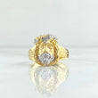 Anillo Rostro De Cristo 6.55gr / T8 3/4 / Circones Blancos Dos Oros Amarillo Blanco 18K *