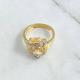 Anillo Rostro De Cristo 6.55gr / T8 3/4 / Circones Blancos Dos Oros Amarillo Blanco 18K *