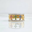 Anillo Tres Cruces Pez 3.6gr / T6 1/4 / Circones De Colores Oro Amarillo 18K *