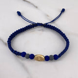 Pulsera Azul San Benito 0.7gr / Tambor Bolas Neoprenos Azules Grices Oro Amarillo 18K &