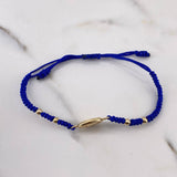 Pulsera Azul Angel De La Guarda 0.95gr / 3mm Bolas Lisas Oro Amarillo 18K &