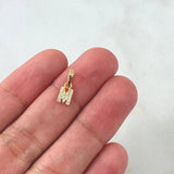 Dije Letra M Tini 0.45gr / 1.2cm / Circones Blancos Oro Amarillo 18K