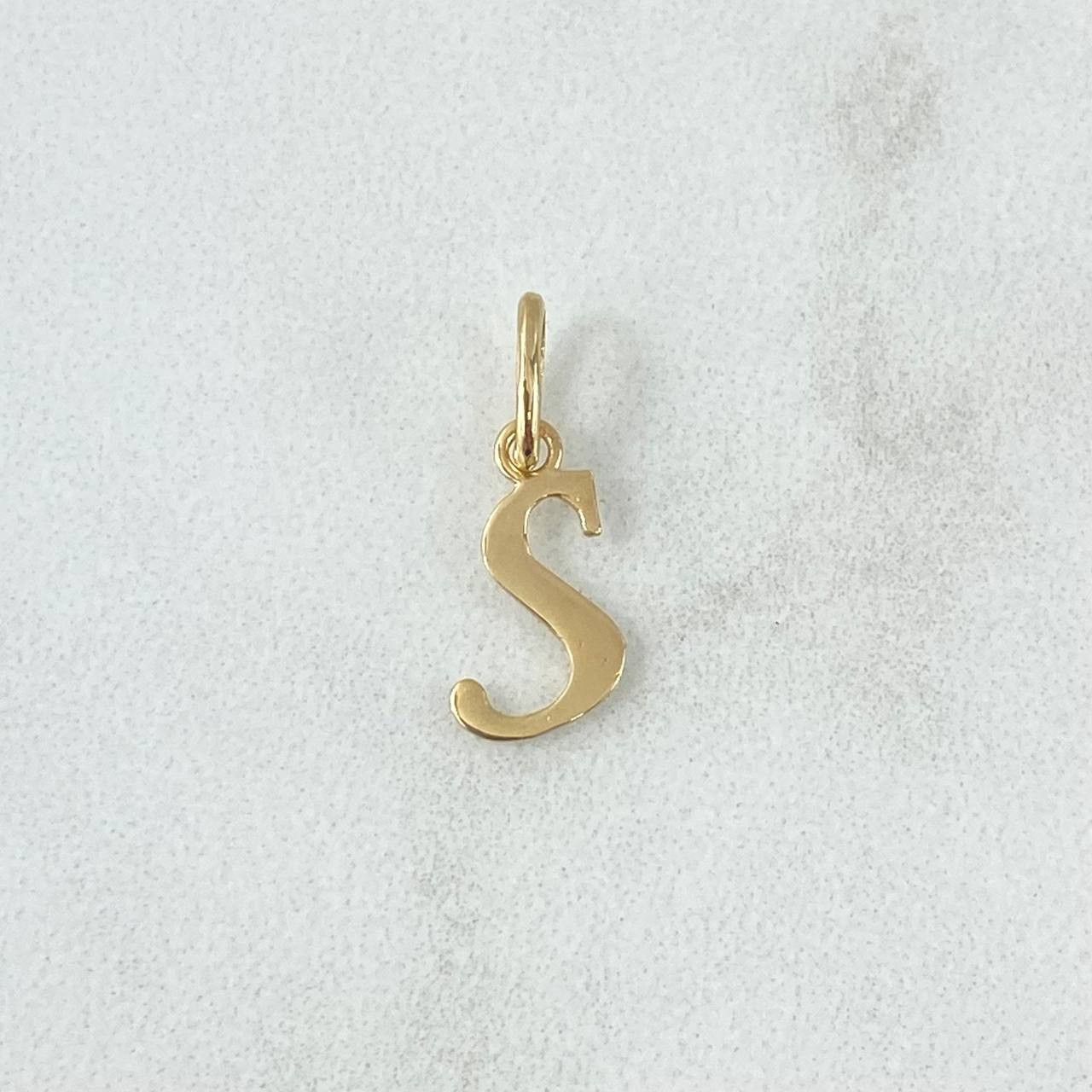 Dije Letra S Cursiva Delgada 0.35gr / 1.8cm / Lisa Oro Amarillo 18K