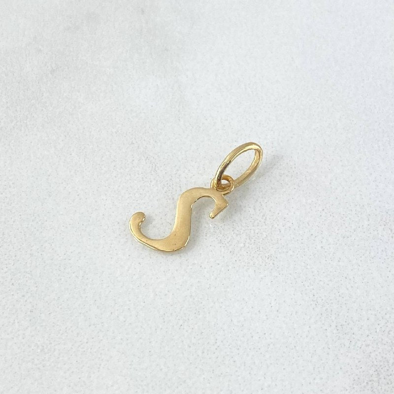 Dije Letra S Cursiva Delgada 0.35gr / 1.8cm / Lisa Oro Amarillo 18K