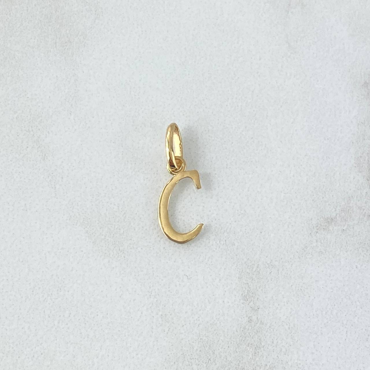 Dije Letra C Cursiva Delgada 0.35gr / 1.8cm / Lisa Oro Amarillo 18K