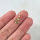 Dije Letra C 0.5gr / 1.6cm / Circones Verdes Oro Amarillo 18K