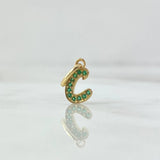 Dije Letra C 0.5gr / 1.6cm / Circones Verdes Oro Amarillo 18K