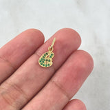 Dije Letra E 0.7gr / 1.7cm / Circones Verdes Oro Amarillo 18K