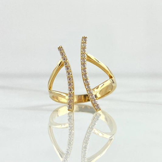 Anillo Abrazo Picis 3.15gr / T6 1/2 / Circones Blancos Oro Amarillo 18K