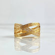 Anillo Rustico Tribal 4.35gr / T7 1/2 / Circones Blancos Oro Amarillo 18K