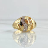 Anillo Olas Acuarianas 5.1gr / T6 3/4 / Circones Blancos Dos Oros Amarillo Blanco 18K