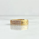 Anillo Trio Churumbela 3.4gr / T6 1/2 / Circones Blancos Oro Amarillo 18K