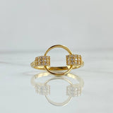 Anillo Circulo Curveado 2.4gr / T6 3/4 / Circones Blancos Oro Amarillo 18K