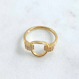 Anillo Circulo Curveado 2.4gr / T6 3/4 / Circones Blancos Oro Amarillo 18K