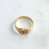 Anillo Cruz Cuadro Grueso 3.35gr / T7 1 /2 / Circones Blancos Fucsia Oro Amarillo 18K