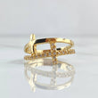 Anillo Cruz Doble 3.05gr / T6 1/2 / Circones Blancos Oro Amarillo 18K